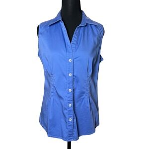 Banana Republic Women Sleeveless Button Up Pintuck Minimalistic Med Careerchic